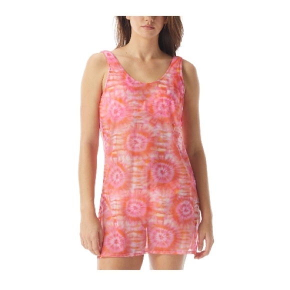 NWT Sundazed Quinn Tie-Dyed Tank Cover-Up Dress  M Coral Pink, coverup - Picture 2 of 5